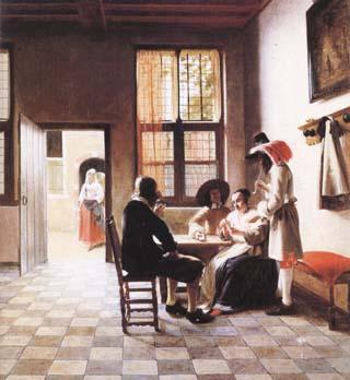 Pieter de Hooch Cardplayers in a Sunlit Room (mk25 Spain oil painting art